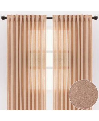 2-Panel Faux Belgian Flax Semi-Sheer Textured Curtains for Living Room, Bedroom & Patio – Privacy Drapes & Home Decor