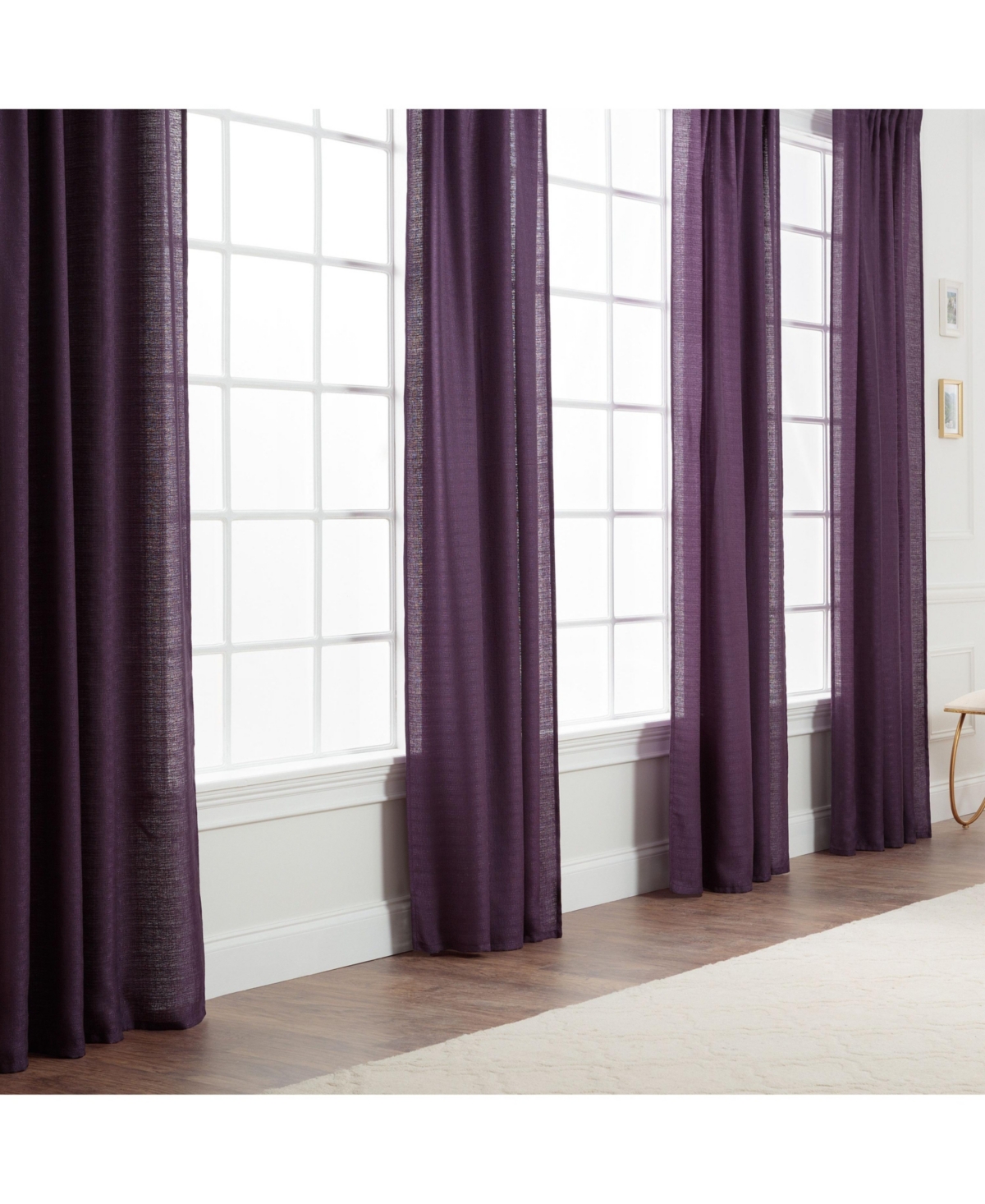 Chanasya Premium 2-Panel Faux Belgian Flax Textured Semi Sheer Curtains