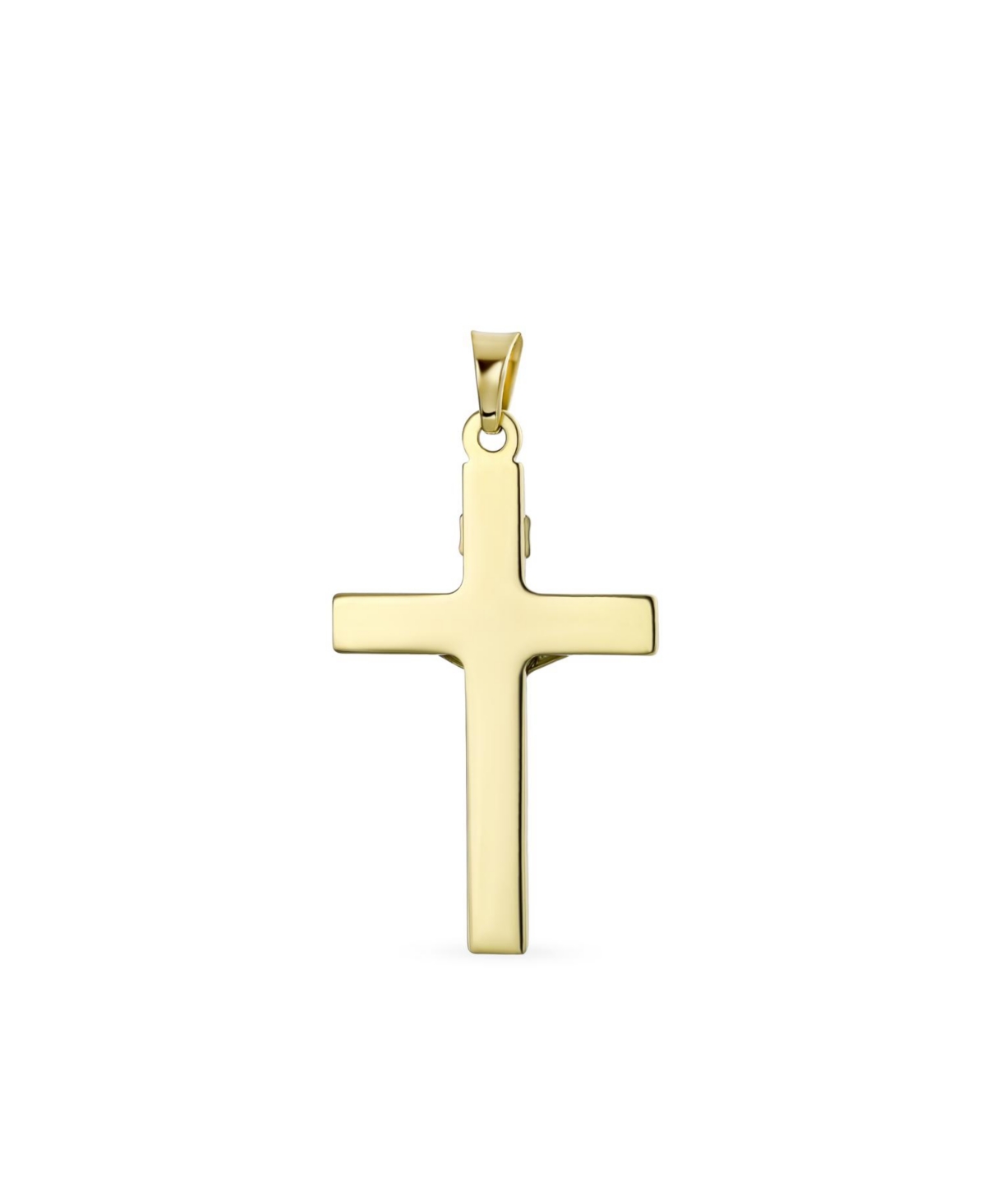 Bling Jewelry Delicate Two Tone Christian Religious Jesus Inri Crucifix Cross Necklace Pendant for Women White & 14K YellowCross No Chain - Gold