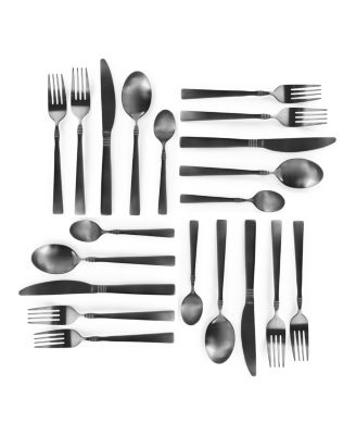 Cravat 20 Piece Flatware Utensil Set, Stainless Steel Silverware Metal Service for 4 in Matte Black