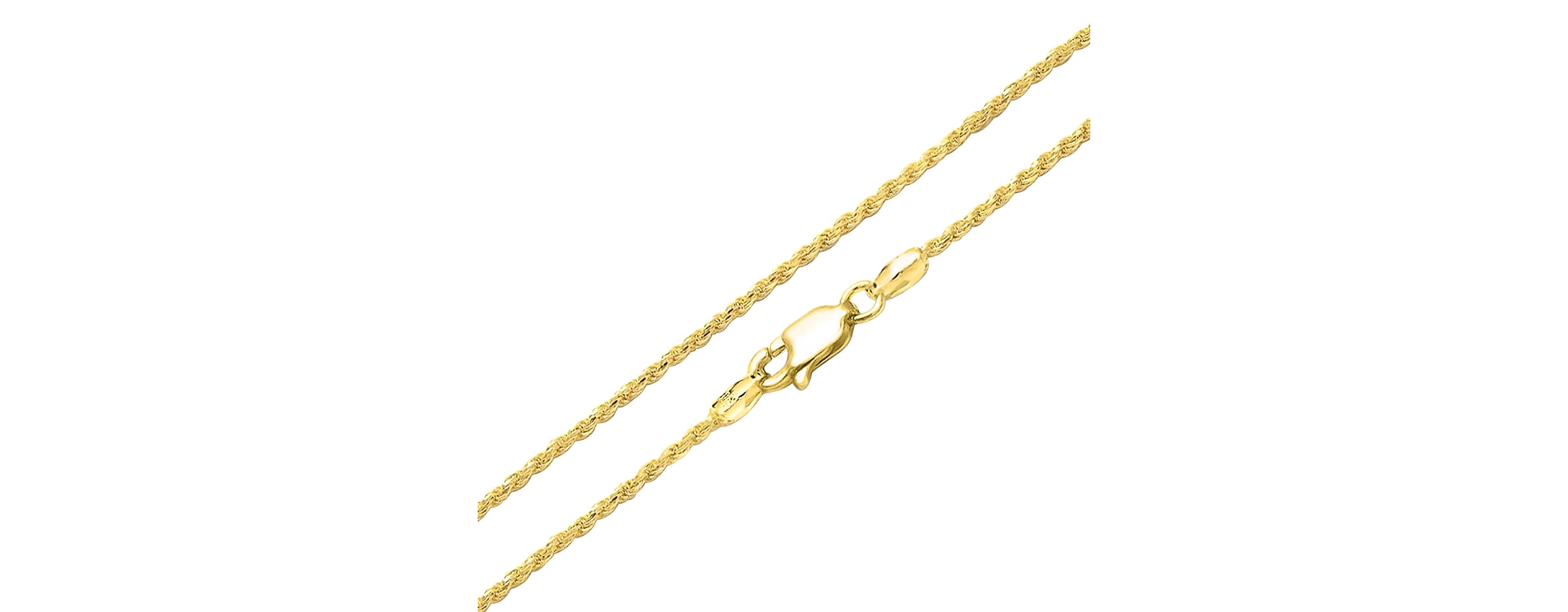 Bling Jewelry 2MM 040 Gauge Strong Gold Plated Sterling Silver Rope Link Chain Necklace 16 20 24 In