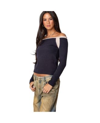 Womens Off Shoulder Thermal Top