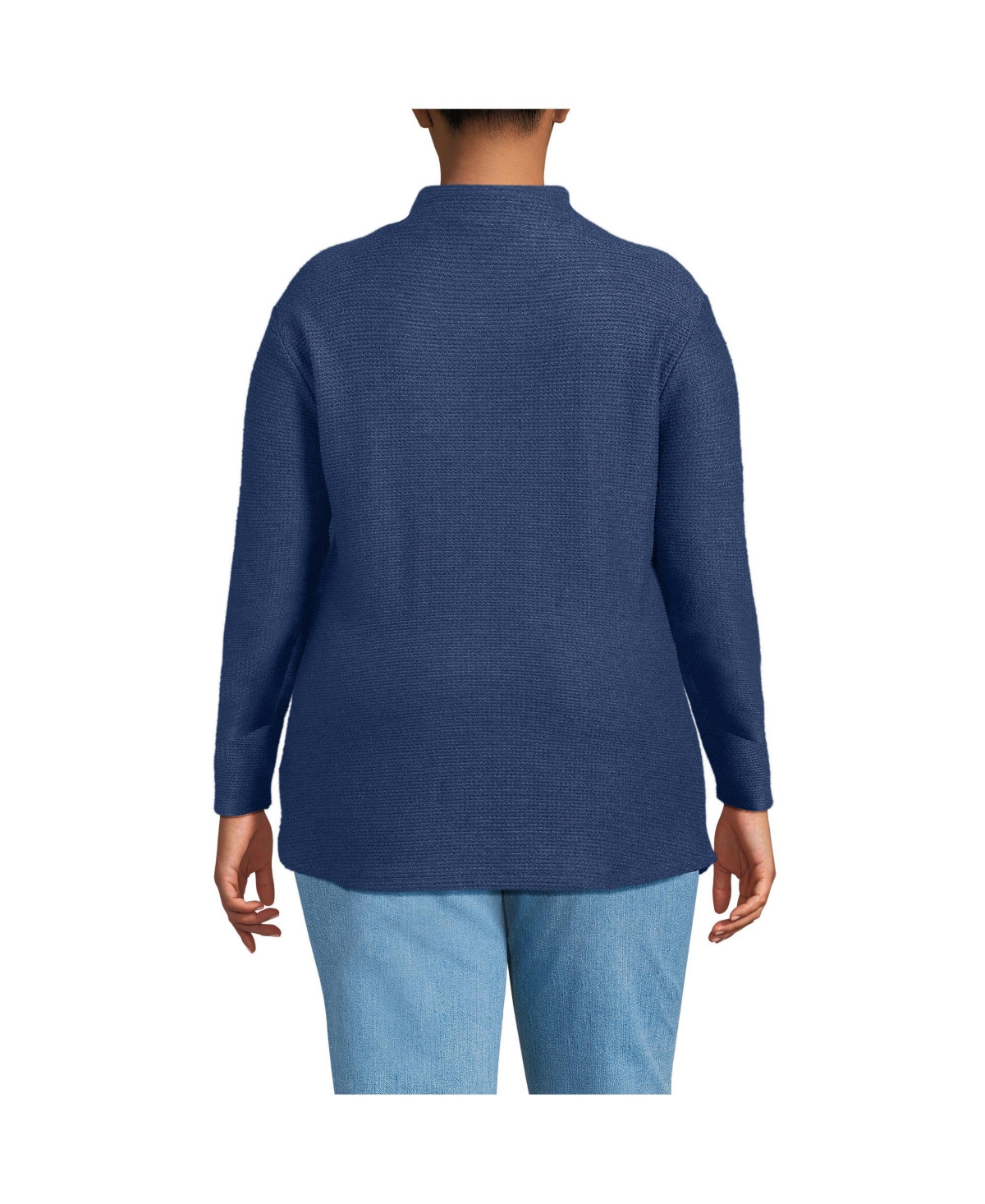 Lands' End Plus Size Cable Ottoman Relaxed Long Sleeve Funnel Neck Tunic