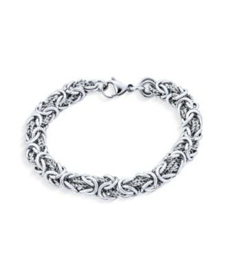 Thick Strong Biker Jewelry Hip Hop Gangster Heavy Mechanic Link Byzantine Chain Bracelet Stainless Steel 8.5 Inch