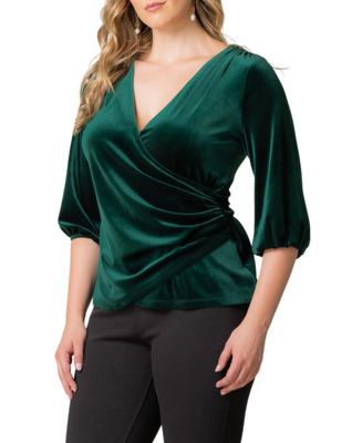 Plus Size Odette Velvet Faux Wrap Top