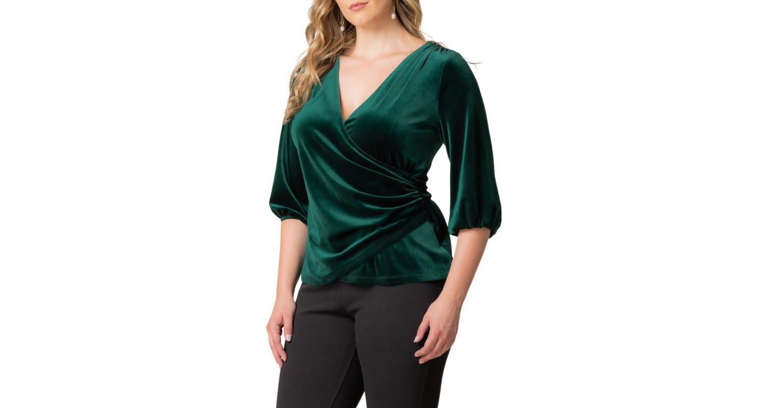 Plus Size Odette Velvet Faux Wrap Top
