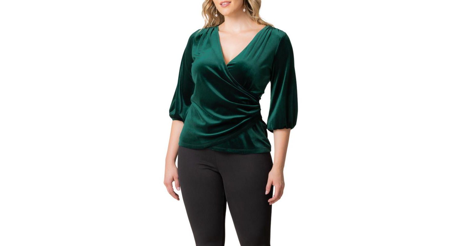 Plus Size Odette Velvet Faux Wrap Top