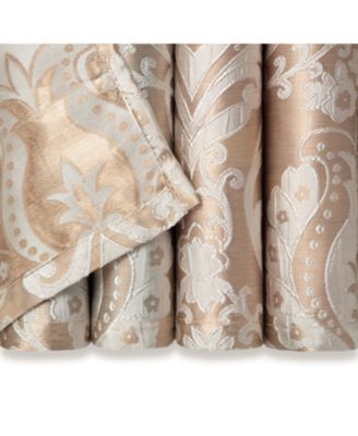 Premium Damask Pattern Luxury Beige Curtains - 63 Inch Panels with Grommets - for Living Room Windows Bedroom Kitchen Dining - Elegant Jacquard Classy Design - Room Darkening 2 Panel Set