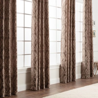 Premium Damask Pattern Luxury Curtains - Panels with Grommets - Elegant Jacquard Classy Design - Room Darkening 2 Panel Set
