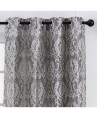 Premium Damask Pattern Luxury Beige Curtains - 108 Inch Panels with Grommets - for Living Room Windows Bedroom Kitchen Dining - Elegant Jacquard Classy Design - Room Darkening 2 Panel Set