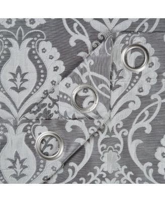 Premium Damask Pattern Luxury Beige Curtains - 108 Inch Panels with Grommets - for Living Room Windows Bedroom Kitchen Dining - Elegant Jacquard Classy Design - Room Darkening 2 Panel Set