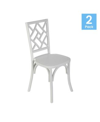Mara Set Of 2 Solid Wood Dining Chairs With Stackable Design, Ornate Seat Back Accenting, And Elegant Finish