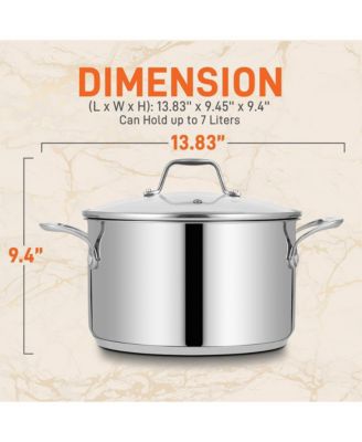 Stainless Steel Cookware Stockpot - 8 Quart, Heavy Duty Induction Pot, Stock Pot With Lid