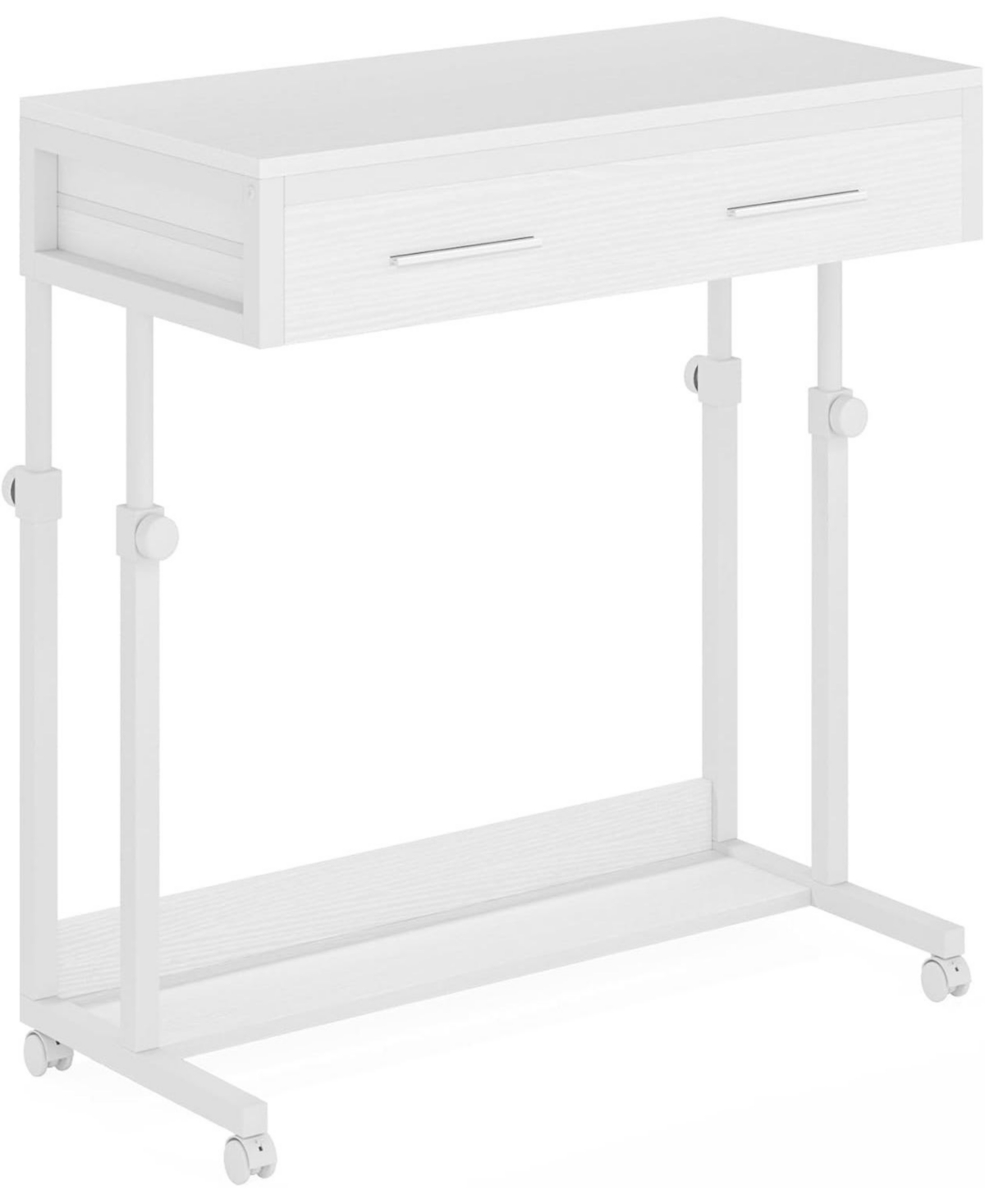 Tribesigns Portable Desk with Drawers, Mobile Laptop Desk with Wheels, Couch Desk Sofa Side Table Bed Desk, Small Standing Desk for Home Office - Whit