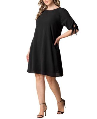 Plus Size Manhattan Shift Dress with Tie Sleeves