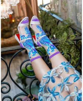 Women's Aquamarine Peacock Sheer Sock