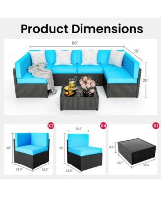 Gray 7-Piece Wicker Outdoor Sectional Set with Coffee Table and Cushions