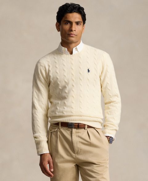 Мужской свитер Polo Ralph Lauren Wool-Cashmere Cable-Knit, цвет: Кремовый