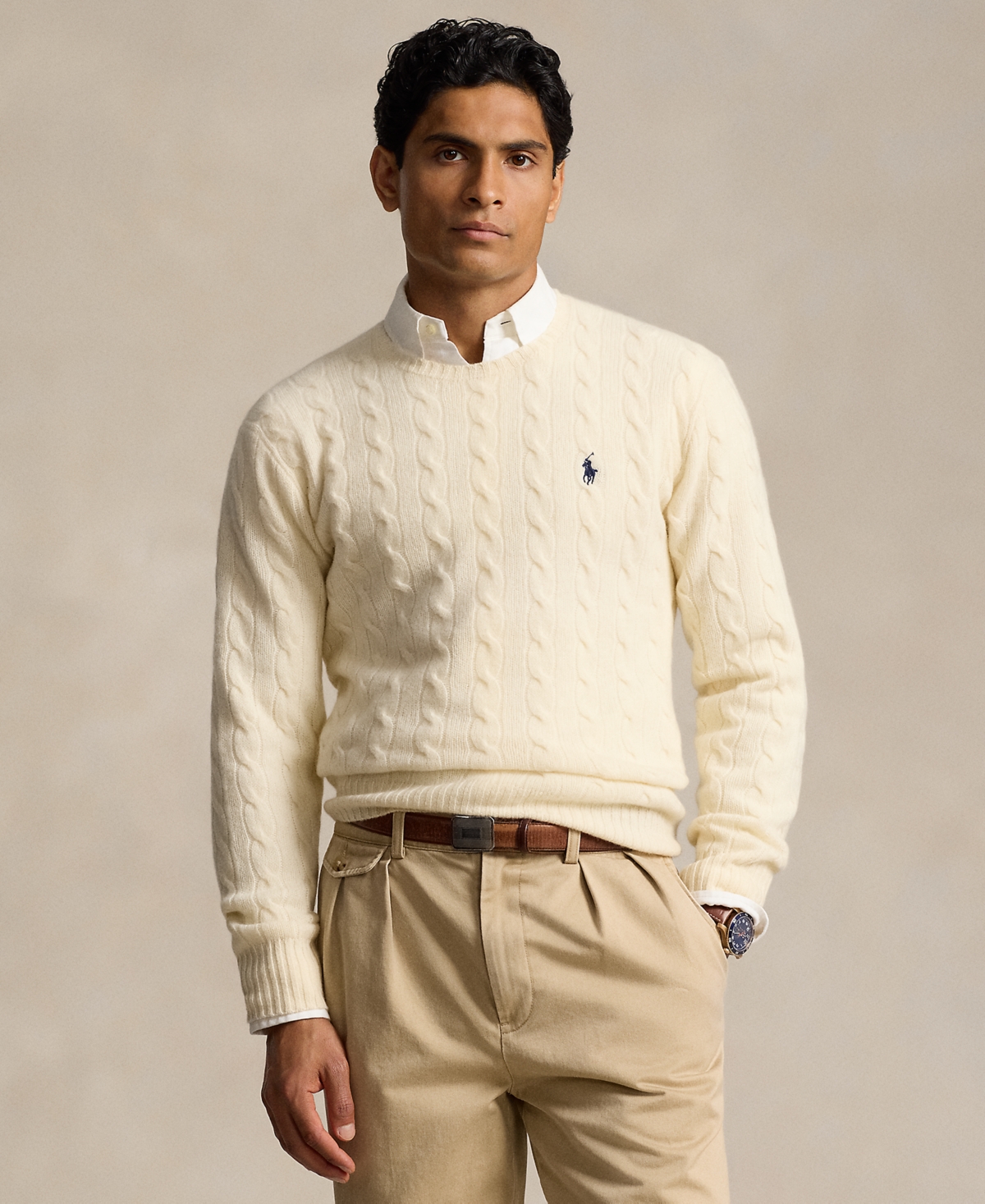 Polo Ralph Lauren Men's Wool-Cashmere Cable-Knit Sweater - Andover Cream