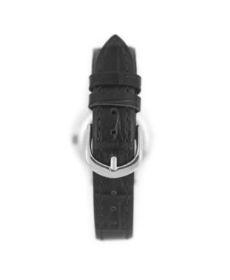 Women's 26mm Sun-Moon Phase Silver Watch with Black Leather Strap