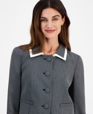 Women's Seamed Birdseye Tweed Skirt Suit Set, Regular & Petite