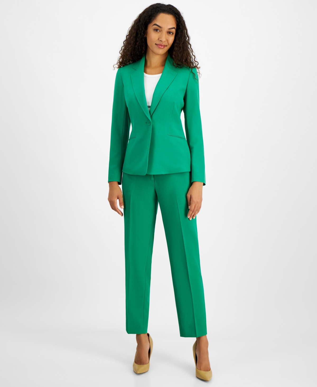 Women's One-Button Straight-Leg Pantsuit, Regular & Petite - Ruby