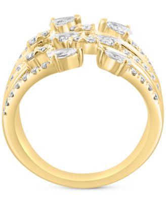EFFY&reg; Lab Grown Diamond Pear & Round Multirow Statement Ring (1-1/20 ct. t.w.) in 14k Gold