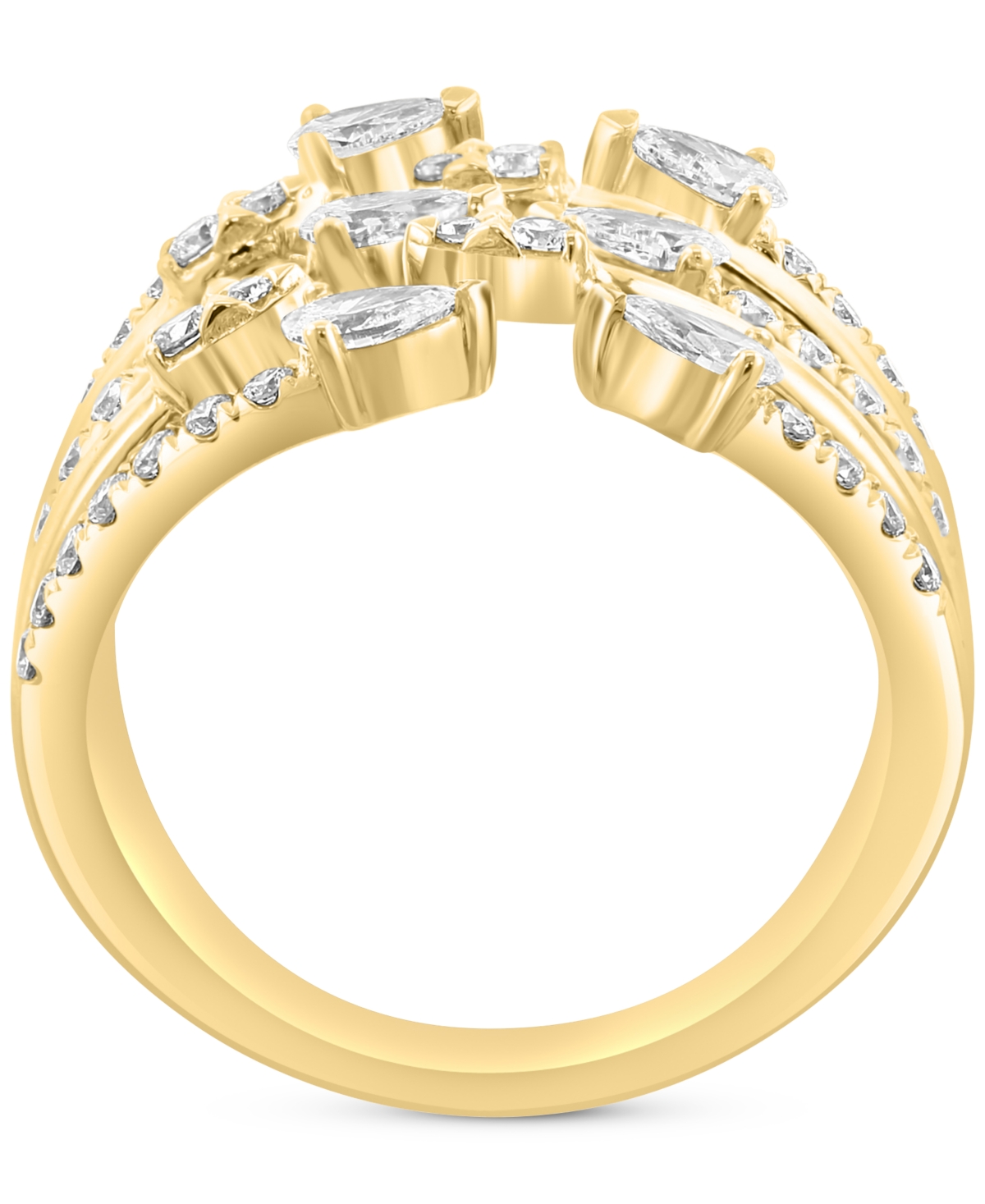 Effy Collection Effy Lab Grown Diamond Pear & Round Multirow Statement Ring (1-1/20 Ct. T.w.) In 14k Gold In Yellow Gold