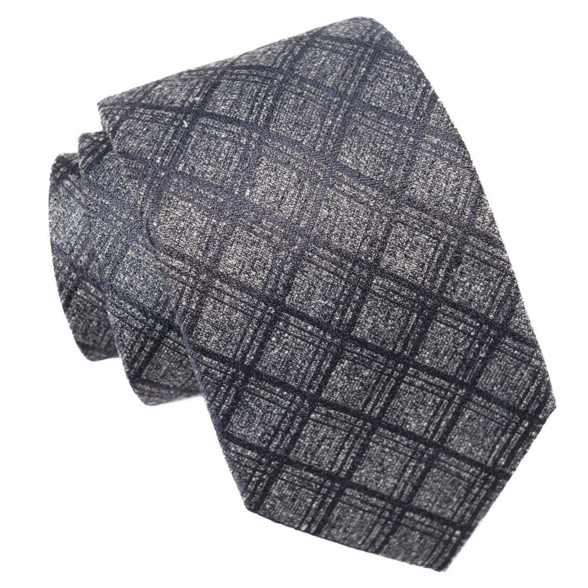 Big & Tall Empoli - Silk Jacquard Tie for Men - Slate grey
