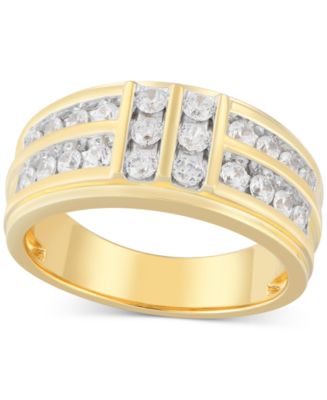 Men's Diamond Multirow Channel-Set Ring (1 ct. t.w.) in 10k Gold - Macy's