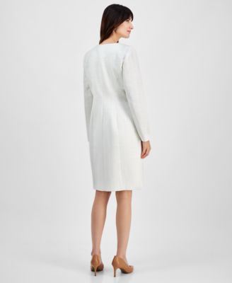 Women's Jewel-Neck Topper & Empire-Seam Midi Dress Set