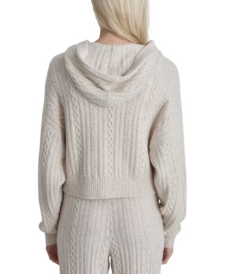 Women's Cable-Knit Pullover Hooded Sweater