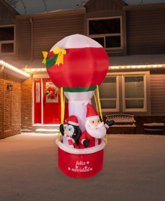 Lighted Inflatable Feliz Navidad Hot Air Balloon Outdoor Christmas Decoration 8'