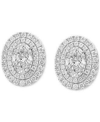 EFFY&reg; Lab Grown Diamond Oval Double Halo Stud Earrings (2-7/8 ct. t.w.) in 14k White Gold