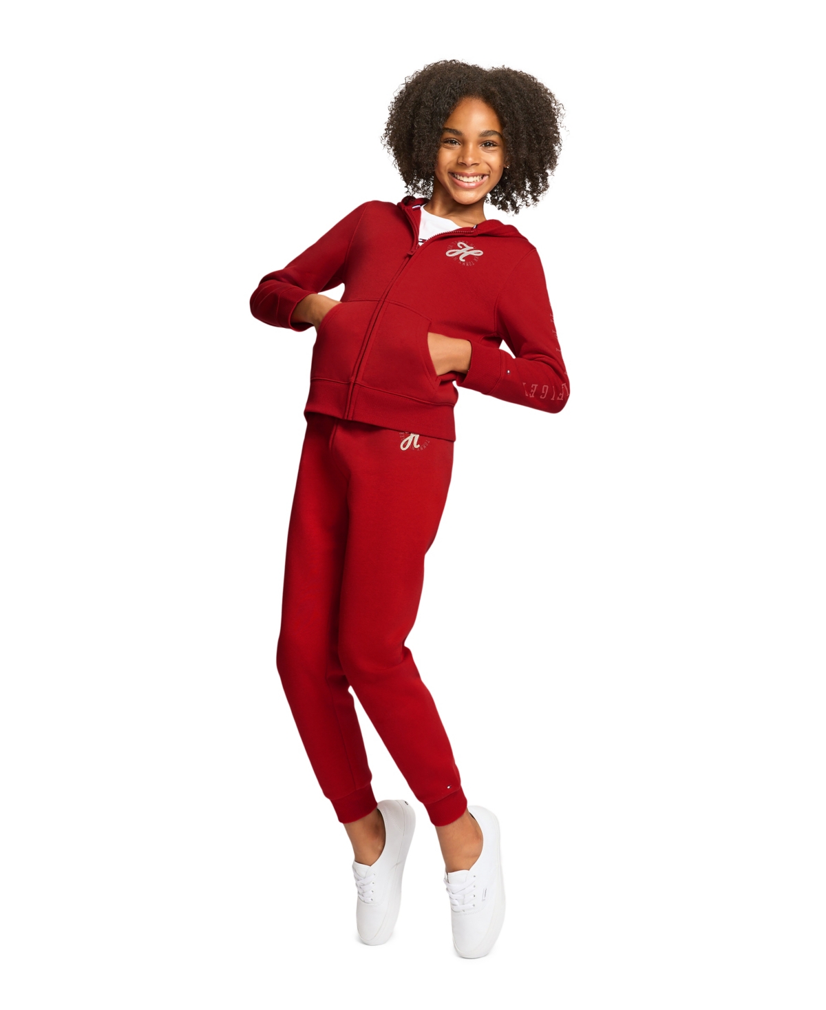 Tommy Hilfiger Toddler Girls Fleece Zip Hoodie In Medium Red