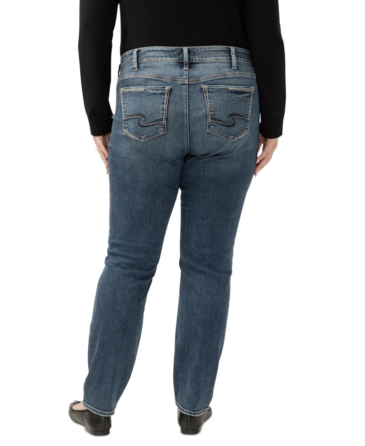 Silver Jeans Co. Plus Size Elyse Mid-Rise Comfort-Fit Straight Jeans