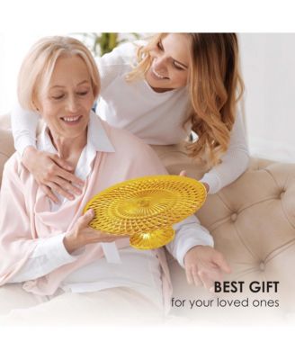 Rochester Footed Glass Cake Stand - Amber