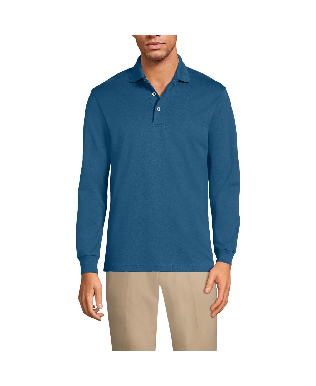 Big & Tall Long Sleeve Cotton Supima Polo Shirt - Deep forest