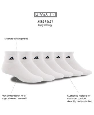 Men's Athletic 6-Pk. Cushioned Quarter Socks
