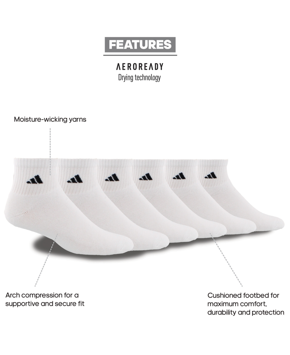 Adidas Originals Adidas 6-pack Superlite Quarter Socks In White