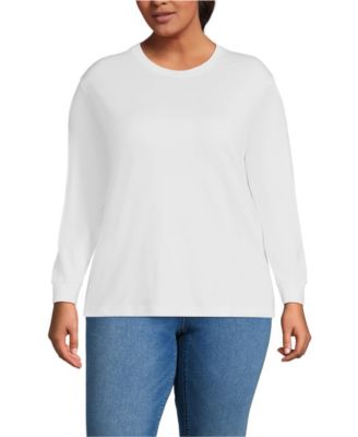 Plus Size Cotton Relaxed Long Sleeve Crew Neck