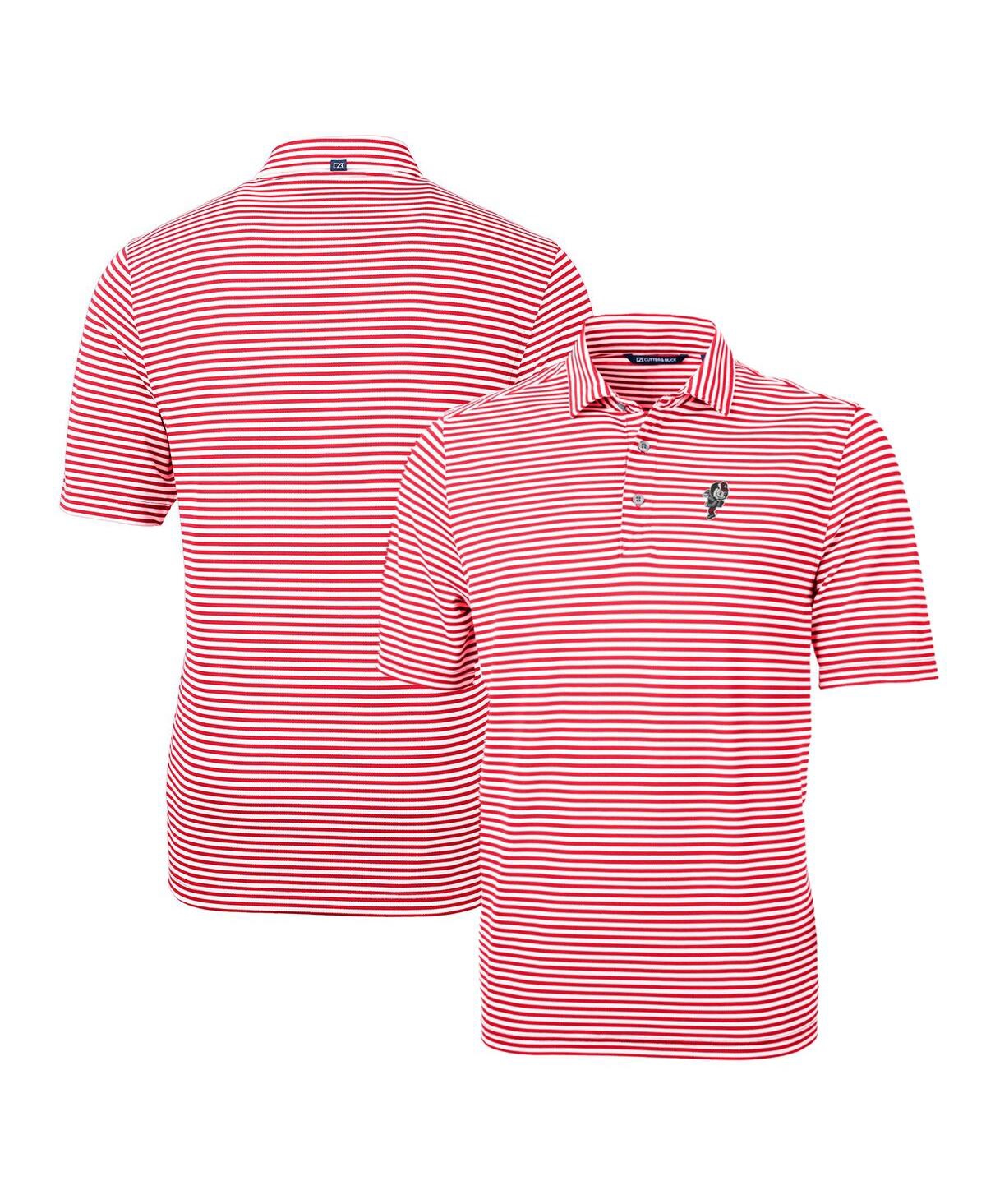 Cutter & Buck Men's Ohio State Buckeyes Throwback Logo Virtue Eco Pique Stripe Polo In Red