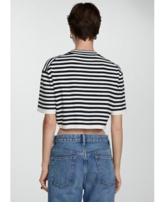 Women's Crop Striped Sweater
