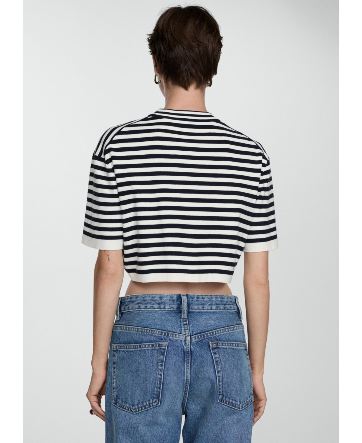 Mango Women's Crop Striped Sweater