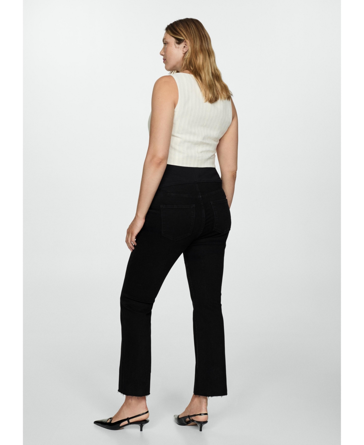 Mango Over The Bump Flare Leg Maternity Jeans In Black Denim