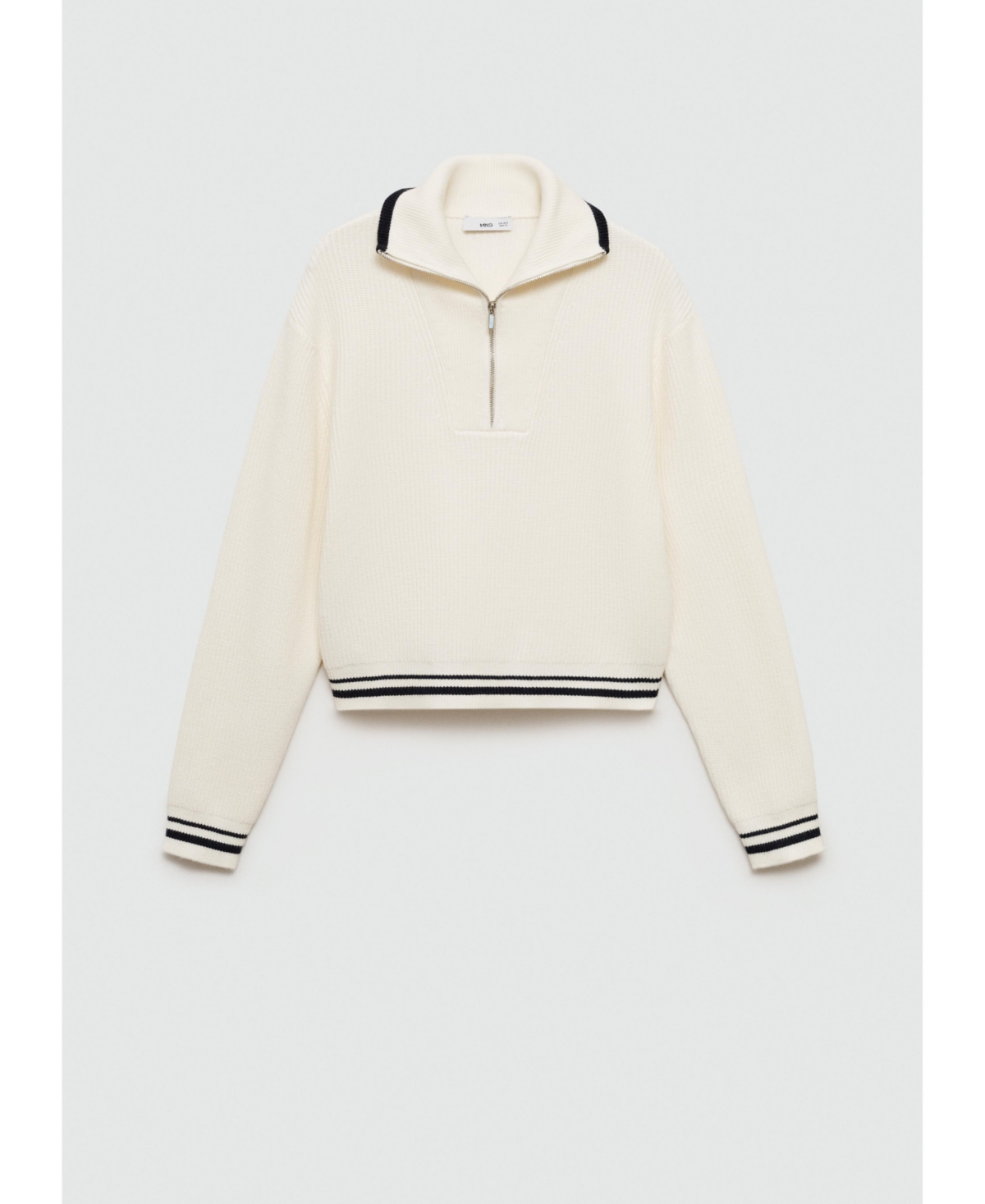Mango Women's Zipper Striped Sweater