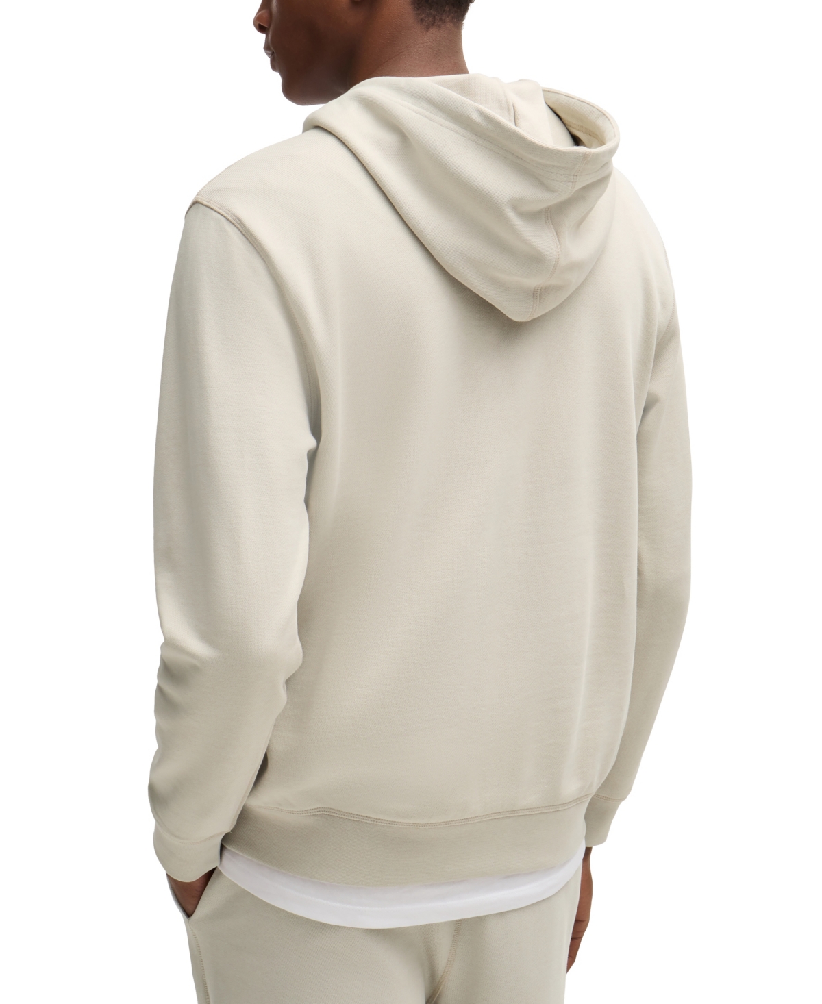 Hugo Boss Hooded Sweatshirt With Logo Patch In Open Beige