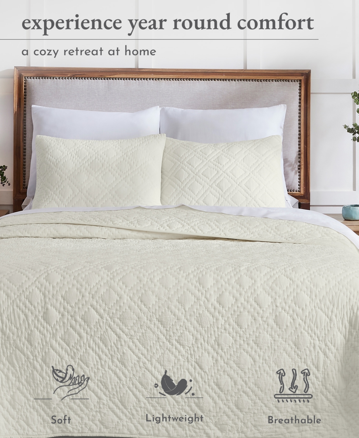 California Design Den Hand-Quilted 100% Cotton Quilt Set, Pre-Softened, 3 Piece Quilt & Sham Set by