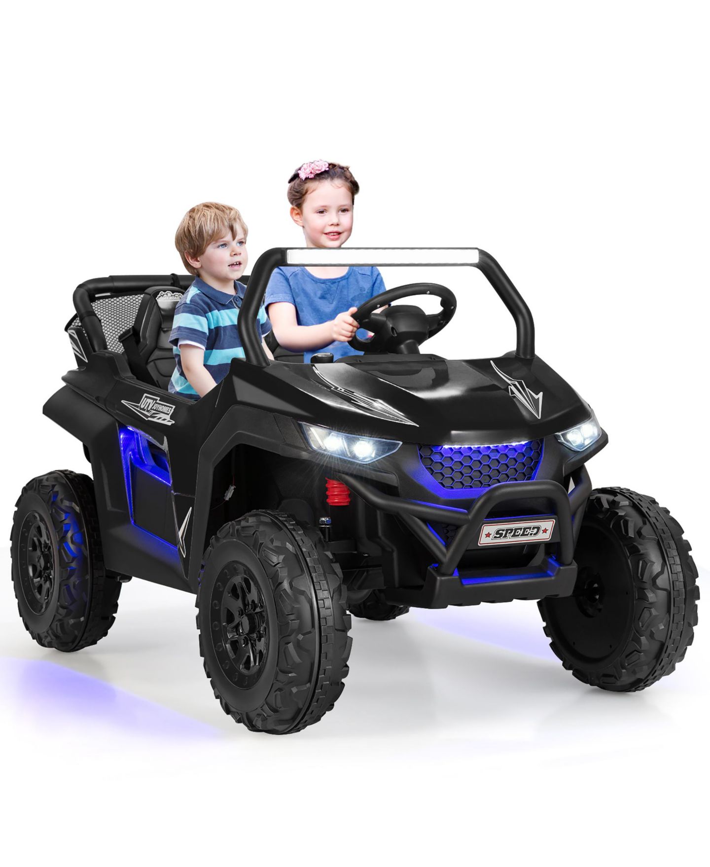 Детская игрушка Costway 12V 2-Seater Ride On UTV with Remote Control and LED Lights, 3–8 лет, цвет: Чёрный — фото 7
