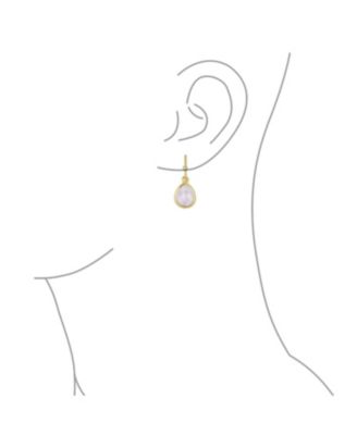 Natural Stone Faceted Briolette Teardrop Pear Shaped Drop Earrings French Wire Fish Hook Yellow Gold Plated